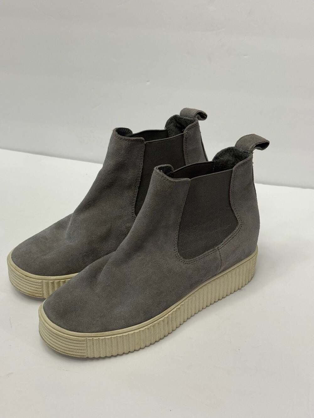 Dolce Vita Grey Suede Pull-On Platform Ankle Boots